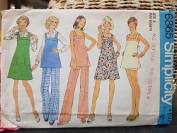 6865 SIMPLICITY 1975 MATERNITY SHORTER TIED DRESS, JUMPER, TOP, BOTTOMS PATTERN 12